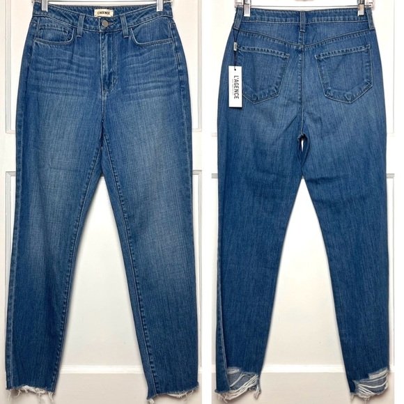 NWT L’AGENCE 90s High Rise Relax Fit Straight Leg Crop Raw Hem Wide Leg Jeans 25 - Picture 4 of 6